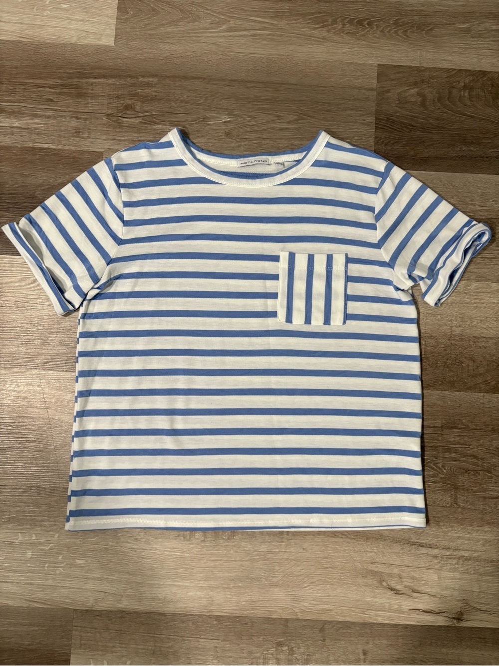 Short Sleeve Striped Pocket Tee - Blue & White